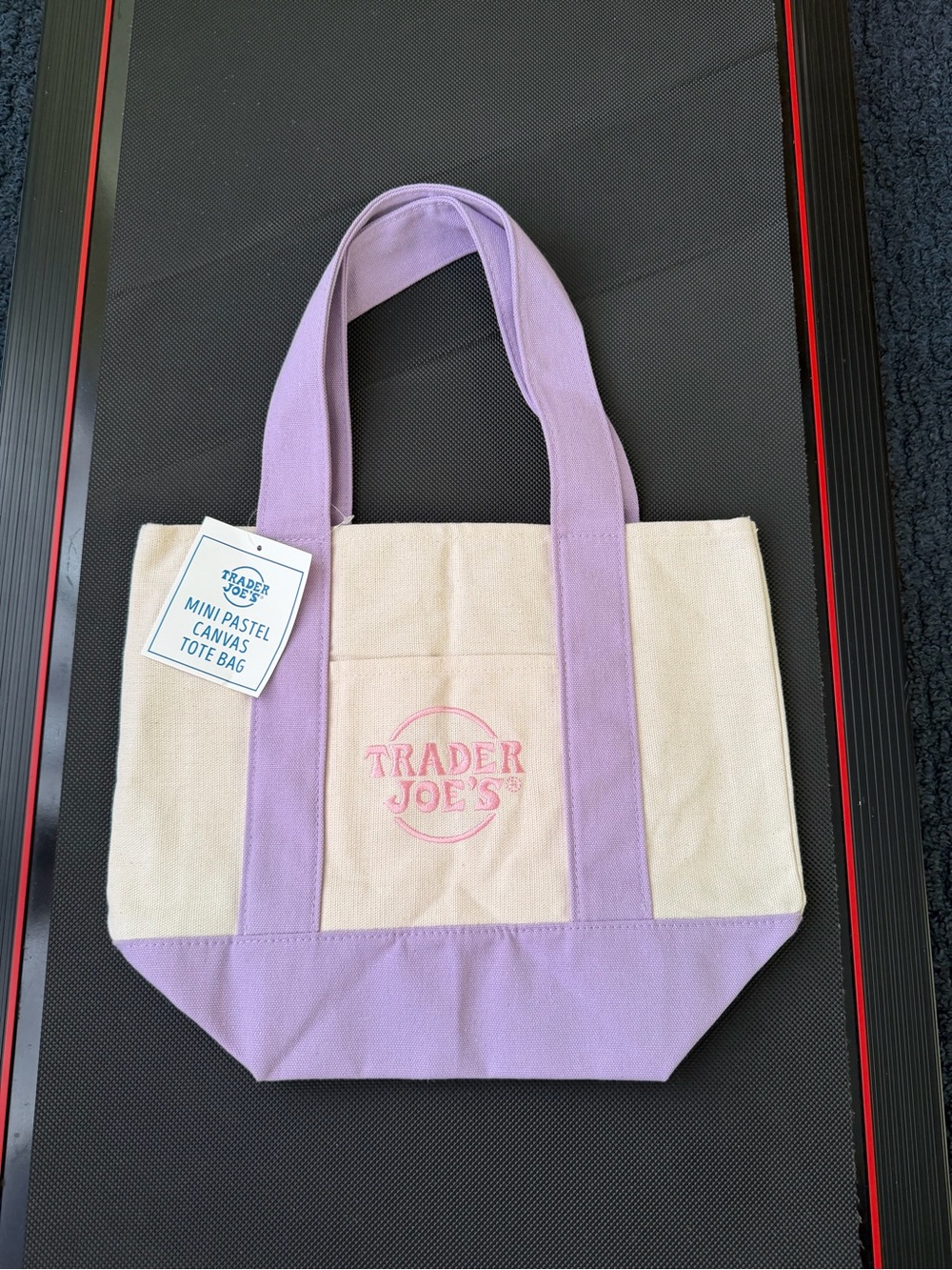 Brand New Trader Joe's Mini Pastel Lavender Canvas Tote Bag With Tag